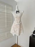 White Lace Strapless Summer Mini Dress