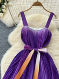 Gradient Hues Ombre Pleated Maxi Dress
