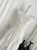Stylish White Ruffled Asymmetric Dress