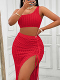 Bold Red Two-Piece Bodycon Set