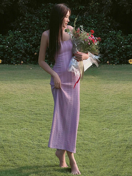 Lilac Backless Midi Cami Dress