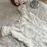 Square Neckline Summer Floral Long Causal Dress