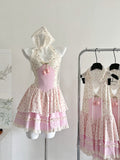 Tiered Ruffles Pink Short Mini Summer Dress