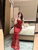 Sexy gauze sequined tassel slim dress skirt