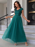 Green Sequin Mesh Overlay Party Dress