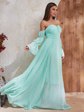 Fantasy Serenade Off-Shoulder Green Maxi Dress