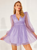 Whimsical Lavender Glitter Tulle Party Dress