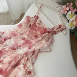 Wild Rose Holiday Fairy Irregular Red Floral Dress