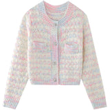 Fashionable Cardigan With Diamond Metal Buckle Bottom