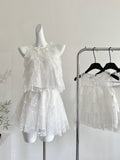 Tiered Lace Layers White Ruffled Sleeveless Dress