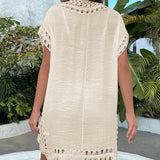 Short Sleeve Crochet Swimwear Cover-Up