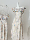 Flared Sleeves Off  Shoulder Floral Lace Dress