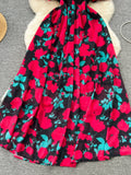Flora Gala Enchanting Rose-Print Gown with Lace Detailing