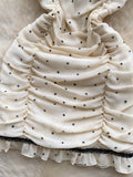 Ruched Lace Accents  Polka Dot Mini Dress