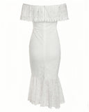 Lace Hollowed Out Bodycon White Dress