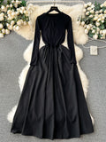 Classic Black Long Sleeve Maxi Dress