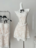 White Lace Strapless Summer Mini Dress