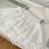 Blue and White Ruffled Crop Top and Skirt Set