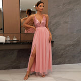 Enchanted Forest Deep V-Neck Tulle Party Dress