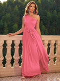Chiffon Blush One-Shoulder Dress