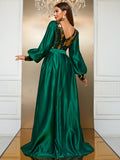 Empress Elegance Sequined Satin Prom Dress