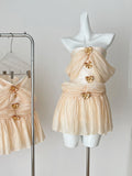 Bows Glamorous Peach Strapless Mini Dress