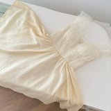 Romantic Off Shoulder Creamy Lace Top Dress