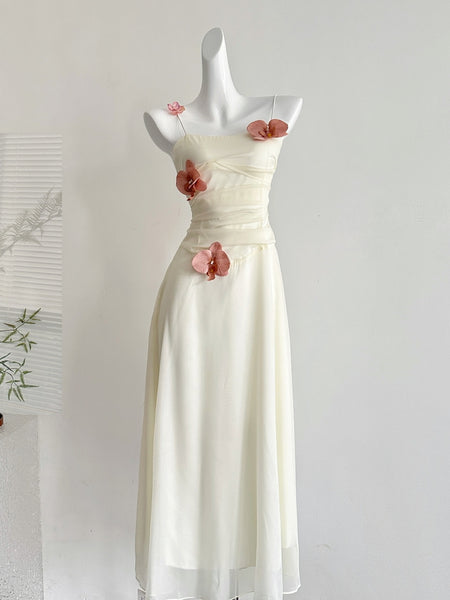 Exquisite Floral Embellishments Strappy Maxi Dress