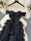 Fantasy Sequin Bow-Adorned Tulle Dress