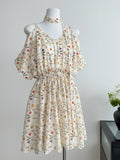 Boho Summer Floral Halter Cold Shoulder Dress