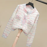 Fashionable Cardigan With Diamond Metal Buckle Bottom