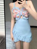 Ruffles Mini Spaghetti Strap Floral Swim dress