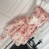 Wild Rose Holiday Fairy Irregular Red Floral Dress