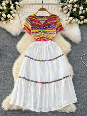 Summer Festive Color Crochet Dress