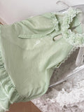 Floral Neckline Mint Green Halter Dress