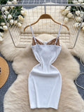 Spaghetti Straps White Lace and Bodycon Dress