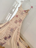 Patchwork Floral Print 3D Flower One Shoulder Maxi Dress
