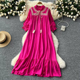 Tassel Tie Lace Blue Maxi Dress