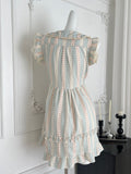 Pastel Colored Gingham Ruffled Mini Dress with Belt