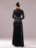 High Neck Black Trumpet Mermaid Beading Prom Dress