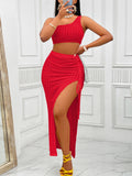 Bold Red Two-Piece Bodycon Set