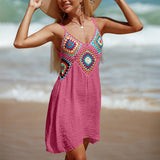 Coastal Crochet Cutout Bikini Cover-Up Dress