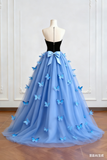 Tulle Butterfly Beautiful A Line Strapless Prom Dress
