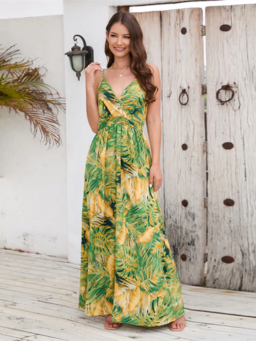 Breeze Floral Print Spaghetti Strap Maxi Dress
