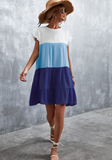 contrast stitching big swing dress
