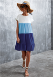 contrast stitching big swing dress