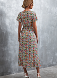 Bohemian cross V-neck lace floral dress