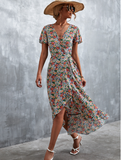 Bohemian cross V-neck lace floral dress
