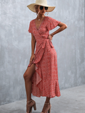 Bohemian cross V-neck lace floral dress