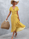 Bohemian cross V-neck lace floral dress
